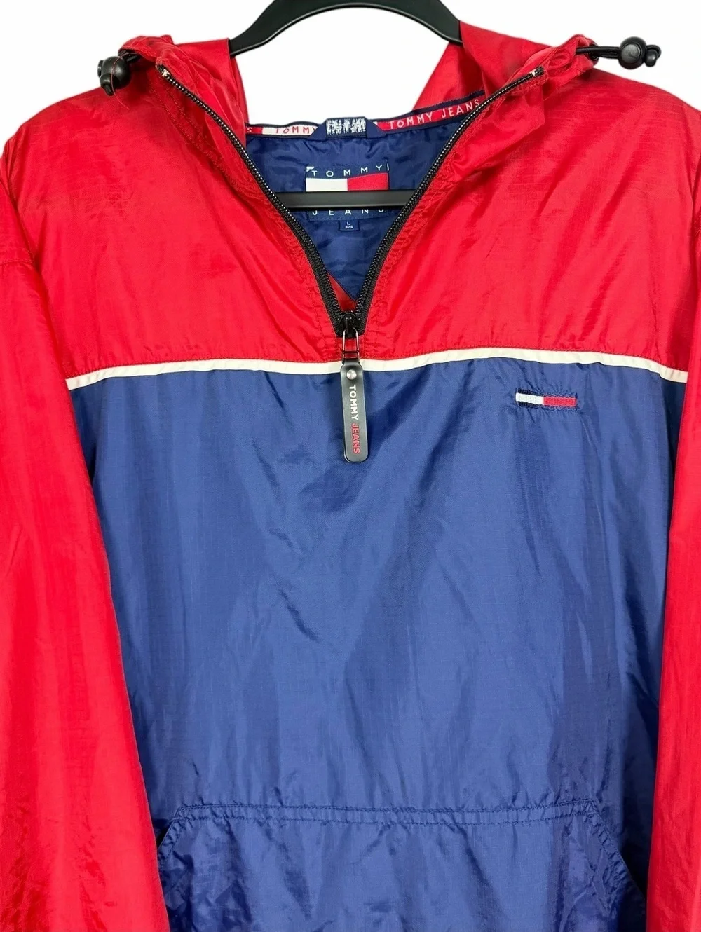 Tommy Jeans Y2K Colorblock Anorak Windbreaker Jacket Men’s L Red Navy